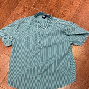 Lands' End Teal Striped Button-Down Shirt